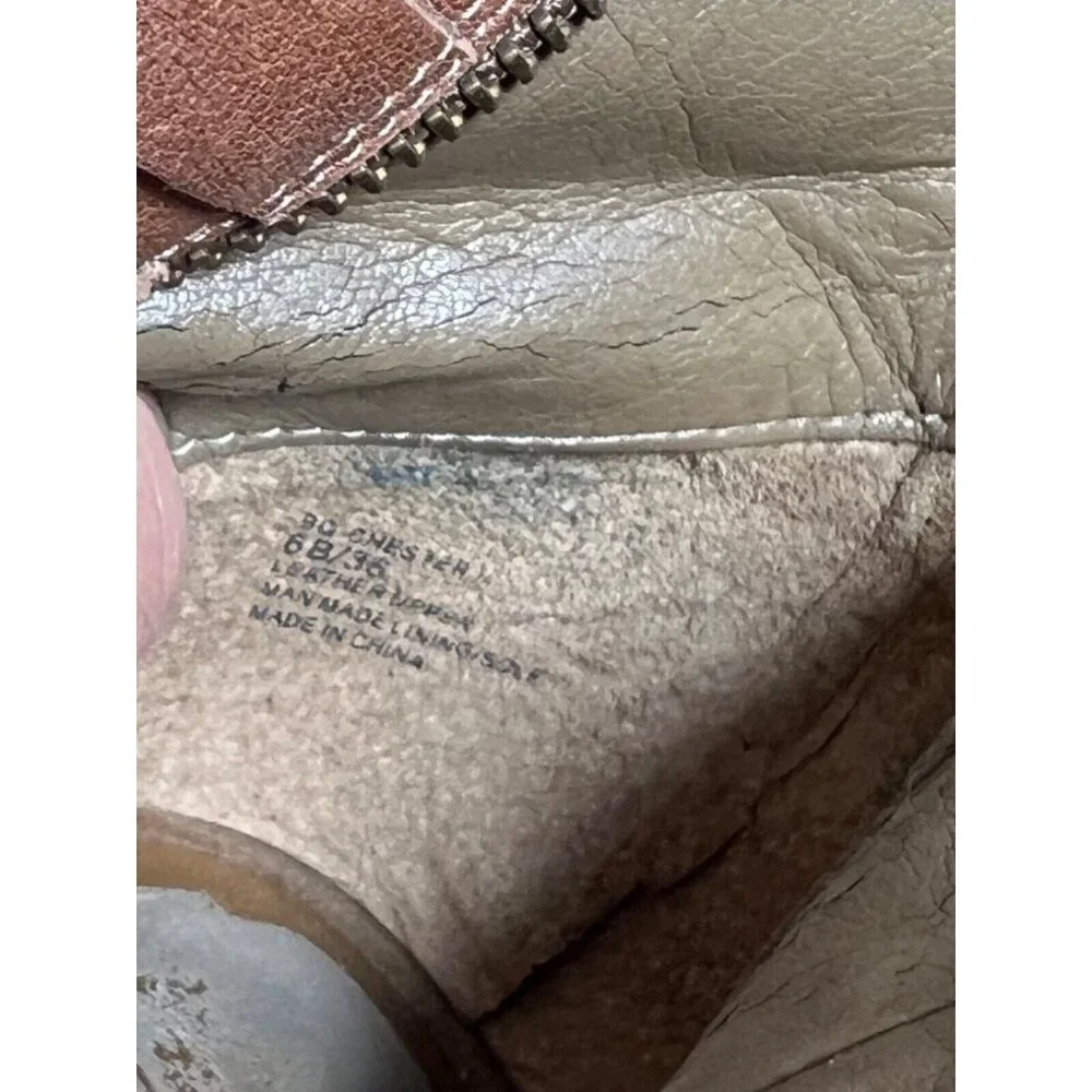 BCBGIRLS CHESTER Womens Boots Leather 6B Brown Straps Factory Distressed - Picture 9 of 10